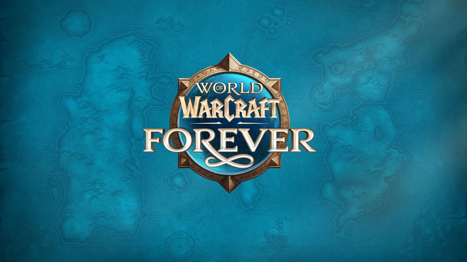 World of Warcraft: Forever logo over a map of the original Azeroth continents